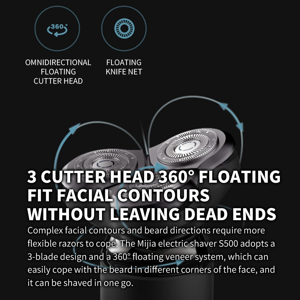 XIAOMI MIJIA S500 Electric Shaver Dry Wet Shaving Triple Blade Trimmer Beard Floating Head Men's Shaver Electric Razors Machine