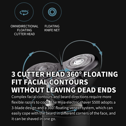 XIAOMI MIJIA S500 Electric Shaver Dry Wet Shaving Triple Blade Trimmer Beard Floating Head Men's Shaver Electric Razors Machine