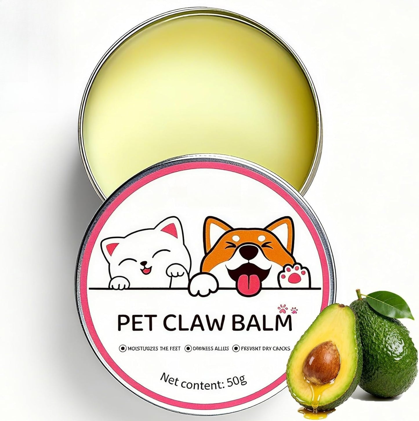 Creme Hidratante para Patas de Animais de Estimação 50g Bálsamo Protetor para Patas de Gatos e Cães Protetor Nasal Vegetal Natural Cuidados de Outono e Inverno Hidratante para Patas de Animais de Estimação