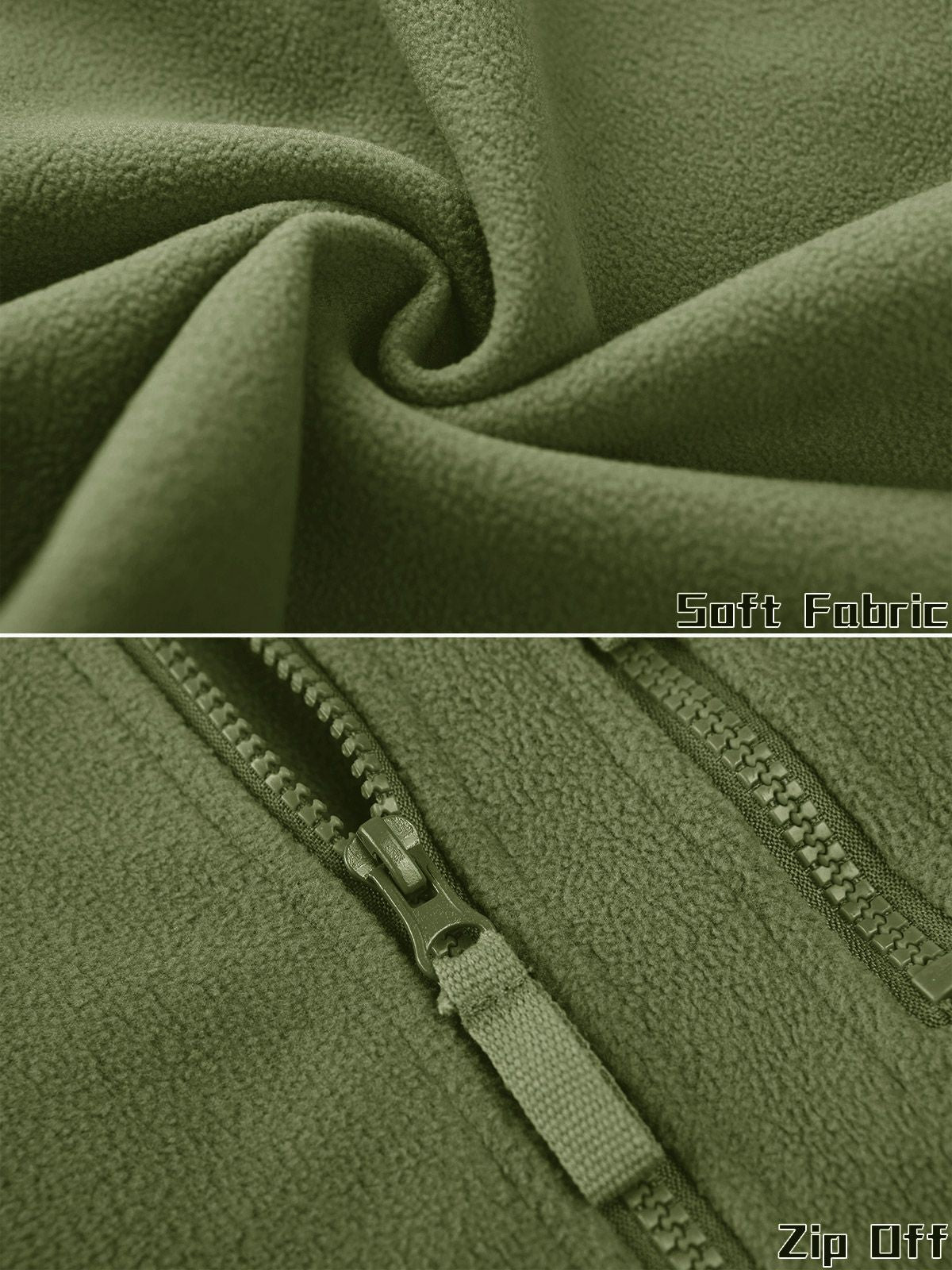 TACVASEN Full Zip Up Green Fleece Jacket Thermal Warm Work Coats Mens Zipper Pockets Jacket Hiking Training Outwear Windbreaker