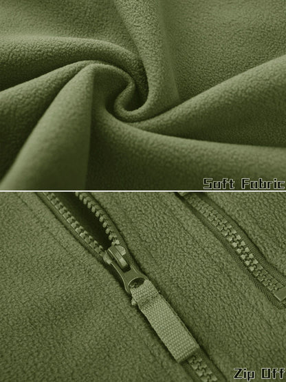 TACVASEN Full Zip Up Green Fleece Jacket Thermal Warm Work Coats Mens Zipper Pockets Jacket Hiking Training Outwear Windbreaker