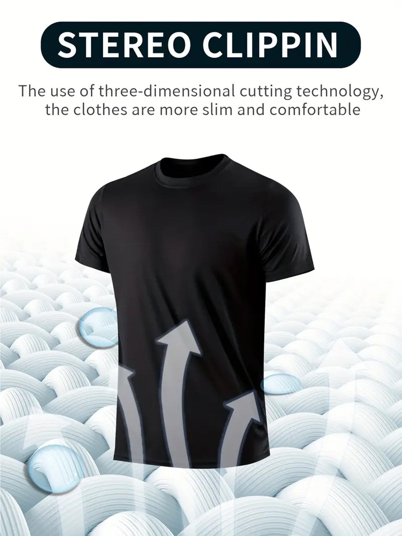 Round Neck T-Shirt 1 Piece Black Ultra-Light Men's Quick Drying Breathable Sweat-Absorbent Shirt Suitable for Fitness Gym and Ru
