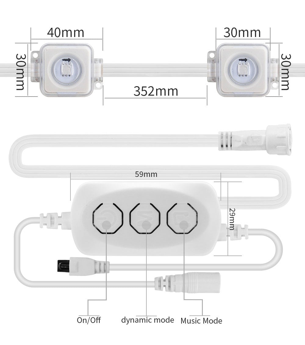 5054 16703IC(WS2812B WS2811) Outdoor Eaves LED Light String Kit 2.4G BEL+WIFI Controller Waterproof Light
