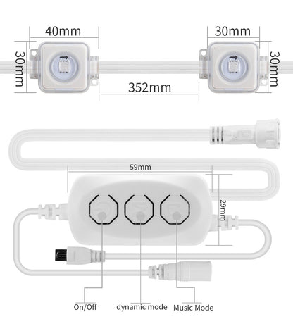 5054 16703IC(WS2812B WS2811) Outdoor Eaves LED Light String Kit 2.4G BEL+WIFI Controller Waterproof Light