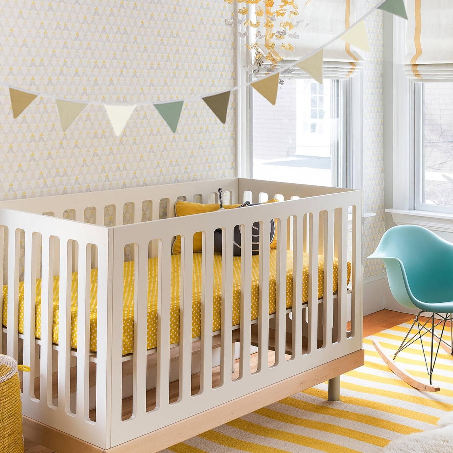 Pennant Banner Flags Nursery Bunting Banner Flags Washable Cotton Fabric Triangle Pennant Garlands for Living Room and Bedroom