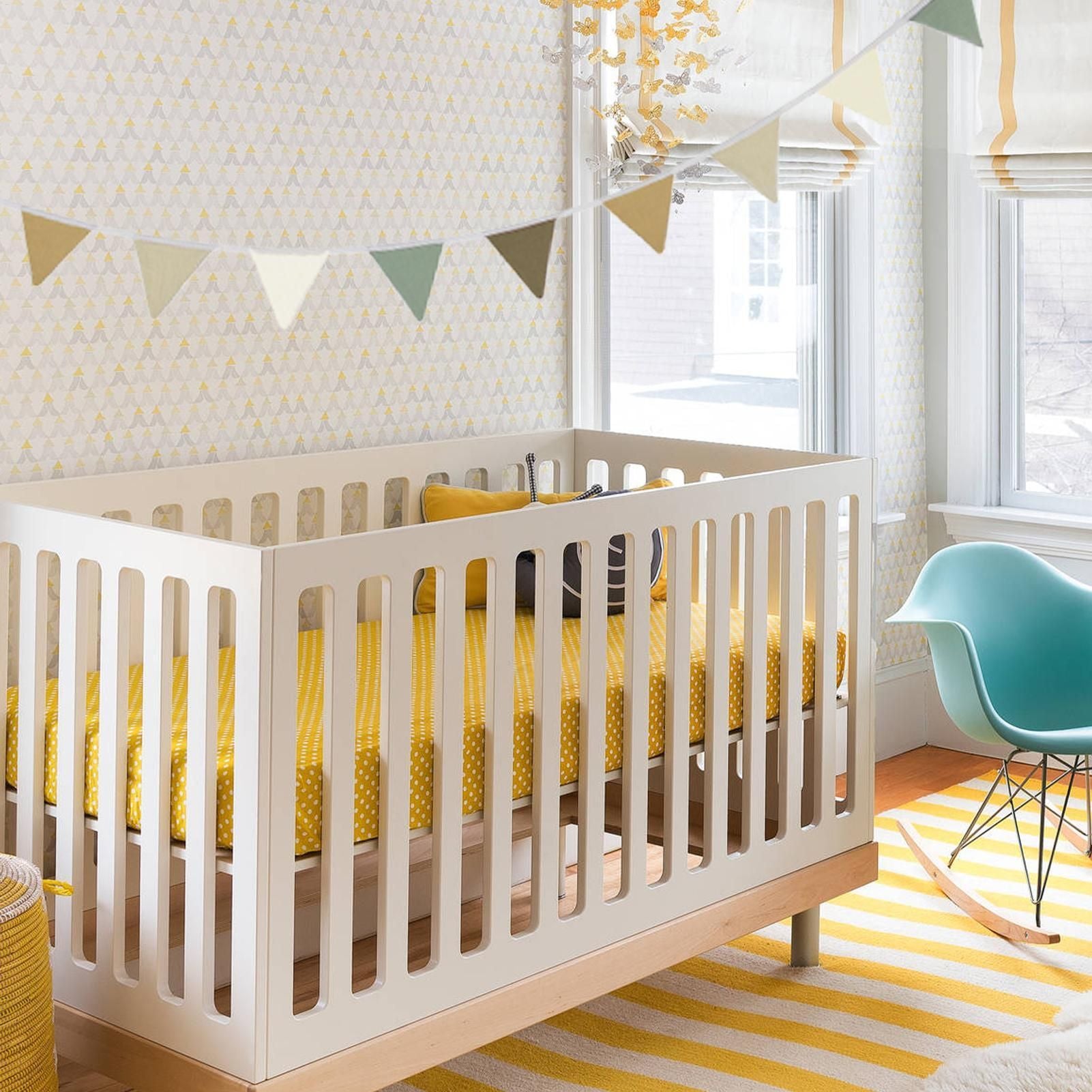 Pennant Banner Flags Nursery Bunting Banner Flags Washable Cotton Fabric Triangle Pennant Garlands for Living Room and Bedroom