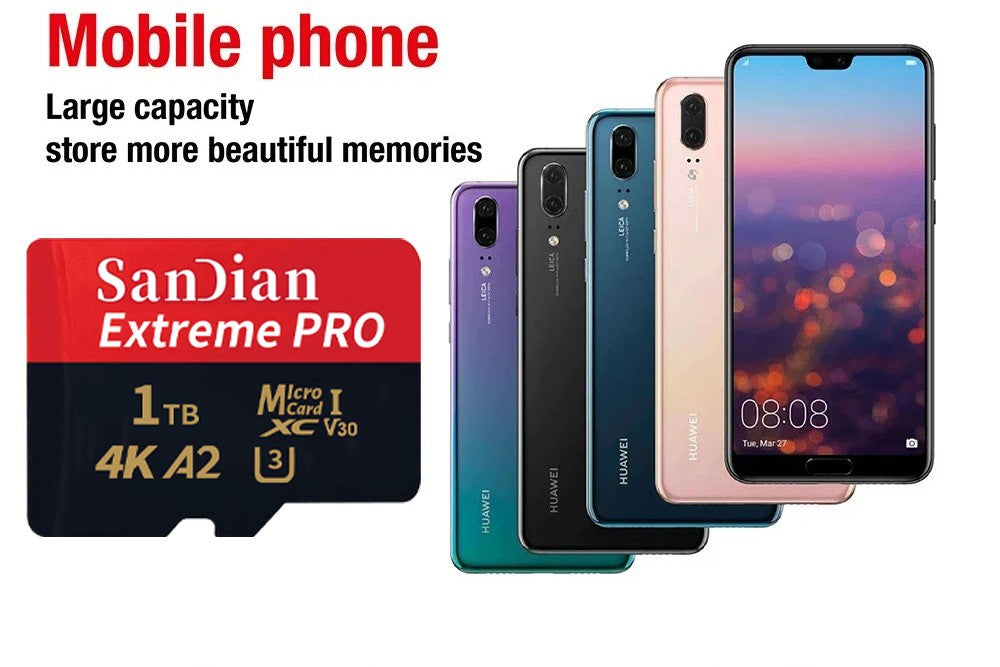 Cartão Micro SD TF Original 128GB 256GB Classe 10 Cartão de Memória de Alta Velocidade U3 4K 512GB Cartão Flash TF 1TB para Smartphone Câmera Drone