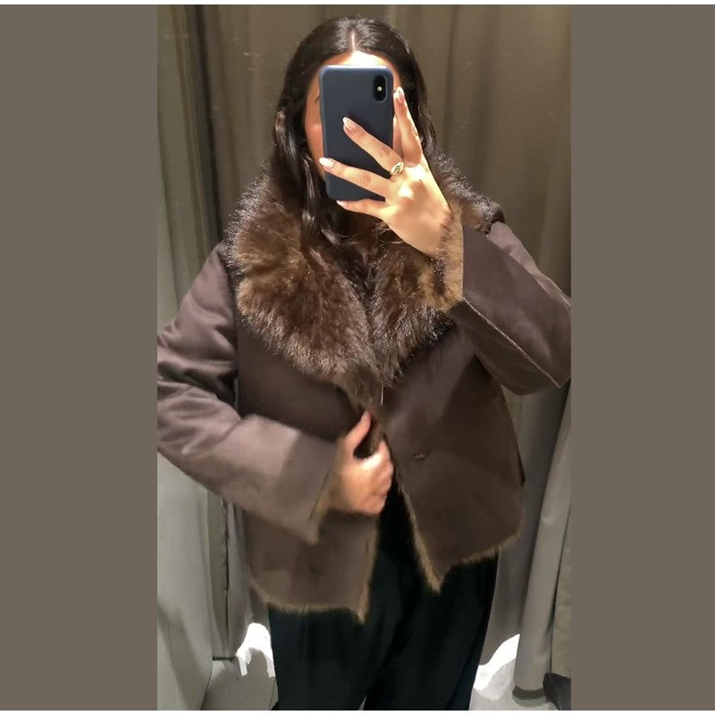 ? Fashion Double Sided Solid Jacket Women Lapel Collar Single Breasted Long Sleeve Coats 2025 Autumn New Lady Utility Outerwear