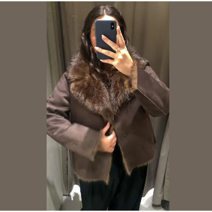 ? Fashion Double Sided Solid Jacket Women Lapel Collar Single Breasted Long Sleeve Coats 2025 Autumn New Lady Utility Outerwear