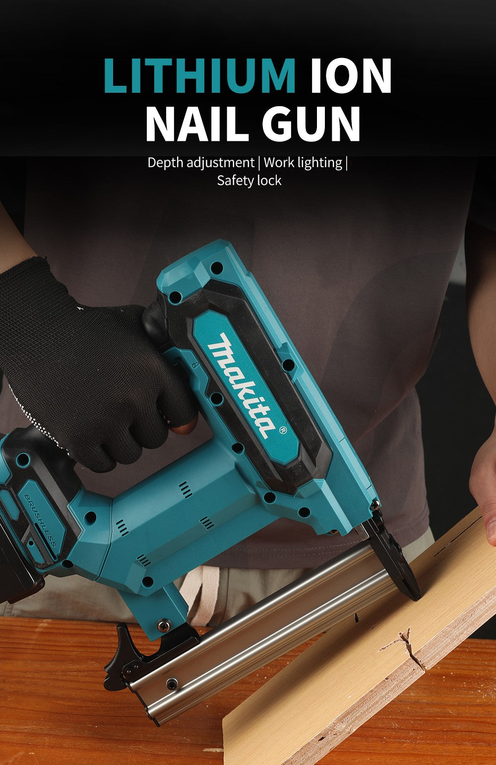 Nova pistola de pregos F30 da Makita, ferramenta elétrica sem escovas, empunhadura ergonômica, pistola pneumática elétrica, ferramenta para marcenaria (sem bateria)