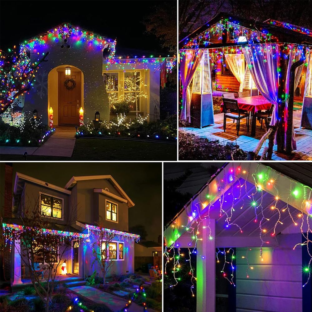 LED Christmas Icicle Curtain String Lights 20M+10M 480LED Extens 8Modes, Plug in Waterproof for Wedding Party Home Garden