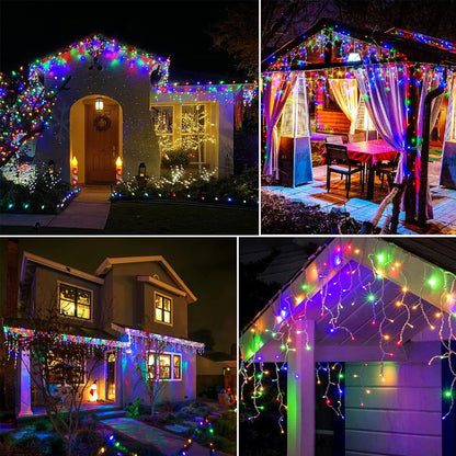 LED Christmas Icicle Curtain String Lights 20M+10M 480LED Extens 8Modes, Plug in Waterproof for Wedding Party Home Garden
