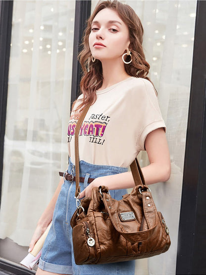 Y2K Motorcycle Bag Women's PU Leather Crossbody Bag Retro Luxury Handbag Fashion Motorcycle Bag Brand Fashion Crossbody Bag