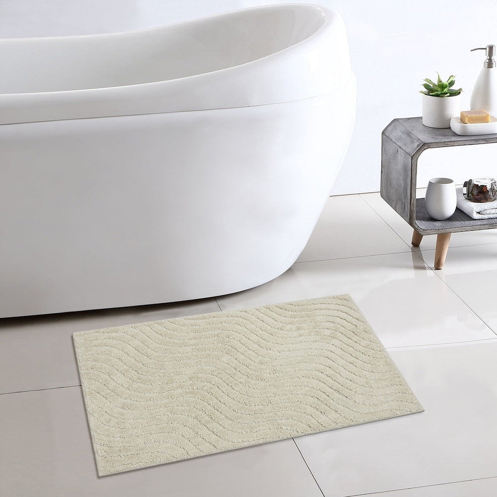 Jogo de 2 Tapetes de Banheiro Tufted Waves Antiderrapante Lavável à Máquina Macio Durável Poliéster Decoração para Banheiro 43x61 cm 51x76 cm