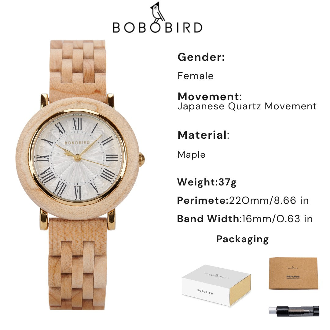 BOBO BIRD Women’s Custom Wooden Watch – Eco-Friendly Personalized Gift Quartz Wristwatch with Engraving Option Dropshipping