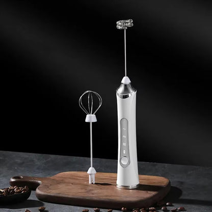 Batedor de ovos elétrico, máquina de café, espumador de bebidas portátil recarregável, batedeira de geleia e creme portátil de 3 velocidades, liquidificador de cozinha