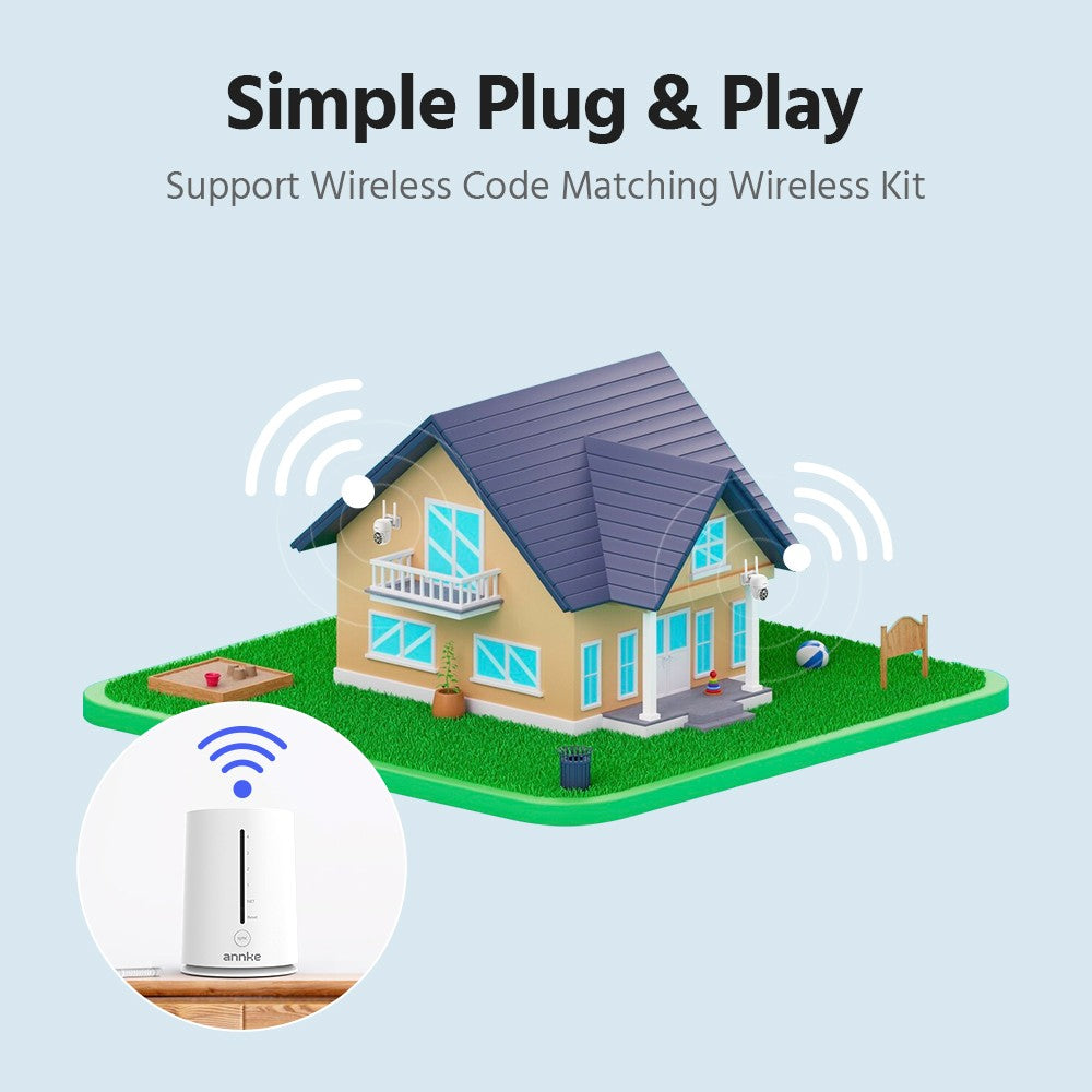 ANNKE 5MP Wireless Home Camera System 2PCS Cam Kit Security System Cameras PIR Human Detection 4CH Dual wifi Homebase
