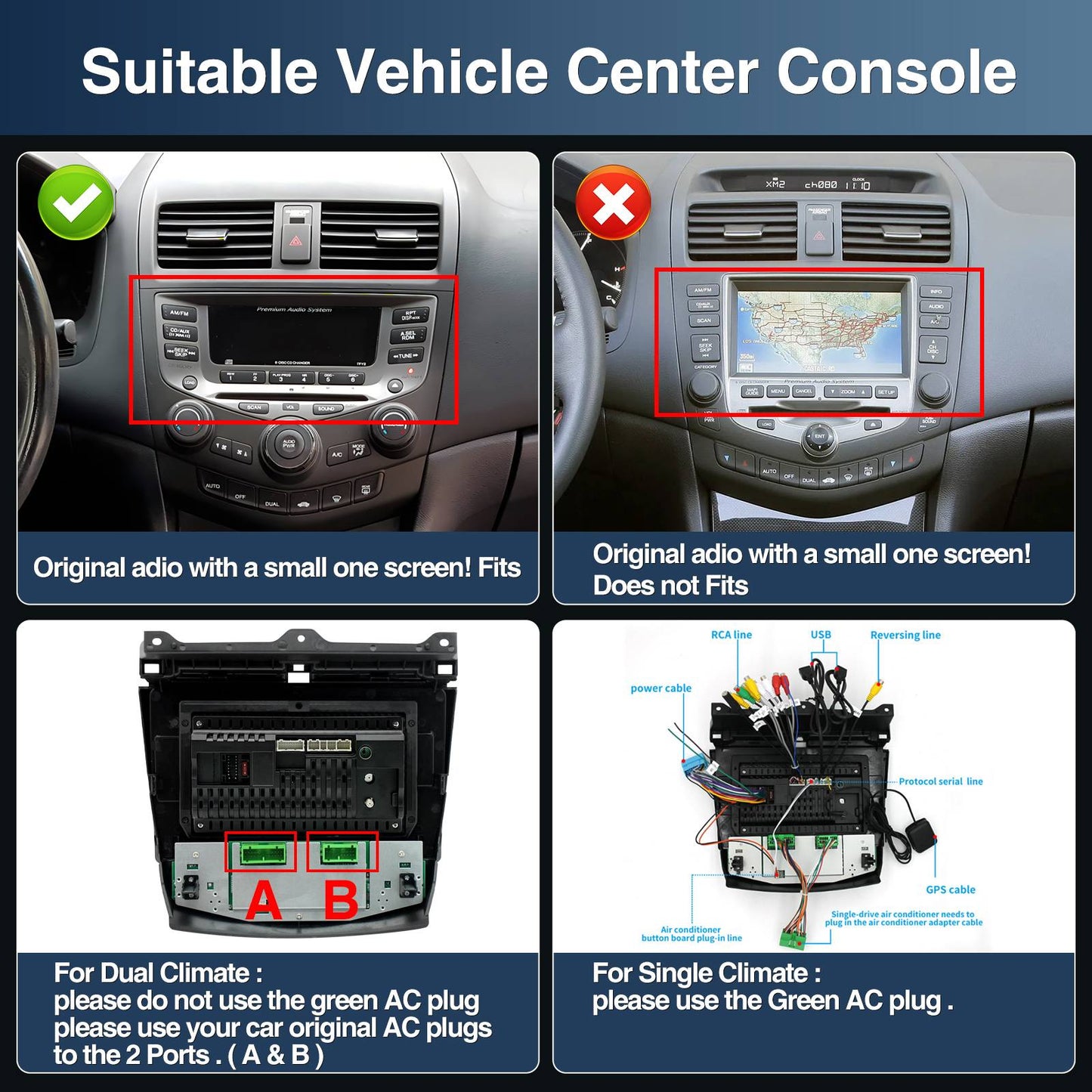 10.1 Inch Android13 Wireless Car Carplay Android Navigation Reversing Camera All-in-one 2+32G CarPlay GPS For Honda Accord 03-07