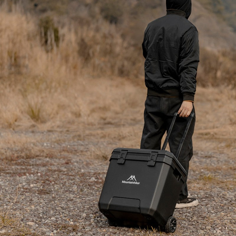 Refrigerador Externo MOUNTAINHIKER 36L com Rodas e Carrinho Incubadora Portátil Caixa Térmica Churrasco Carro Polia Caixa Térmica Caixa Refrigeradora