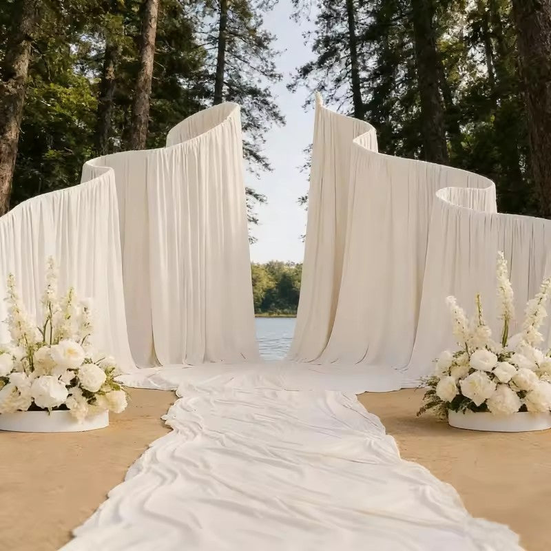 SMOOTH new trend metal wave arch curtain background curtain S-shaped fabric hanging curtain, suitable for wedding decoration