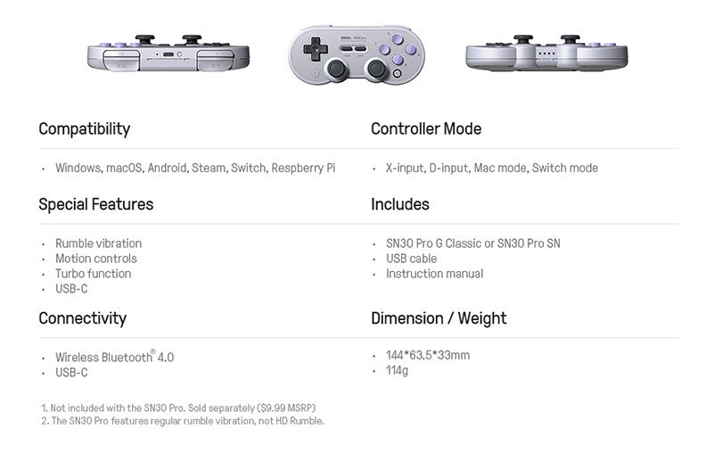 8Bitdo SN30 Pro Gamepad with Hall for Nintendo Switch MacOS Android Controller Wireless Bluetooth Controller Joystick For NS OLE