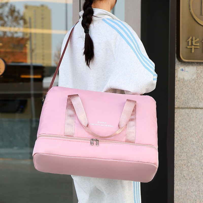 Large Capacity Travel Duffel Bag Oxford Gym Fitness Bag with Wet/Dry Zones & Shoes Compartment for Outdoor Trips Sport Bag