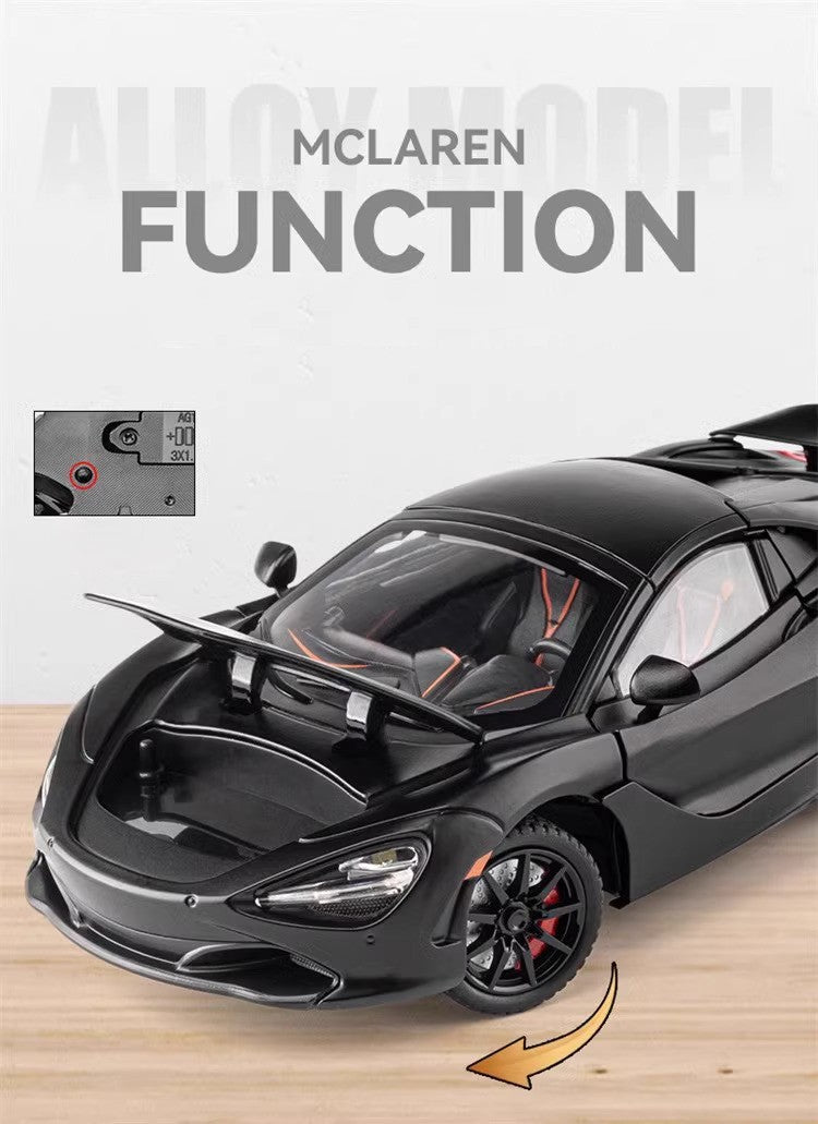 Mclaren 720s 1:24 Super Carro Esportivo Som e Luz Miniaturas Liga Fundido Modelo de Carro Presentes Para Namorado Brinquedos Para Crianças Presente Metal