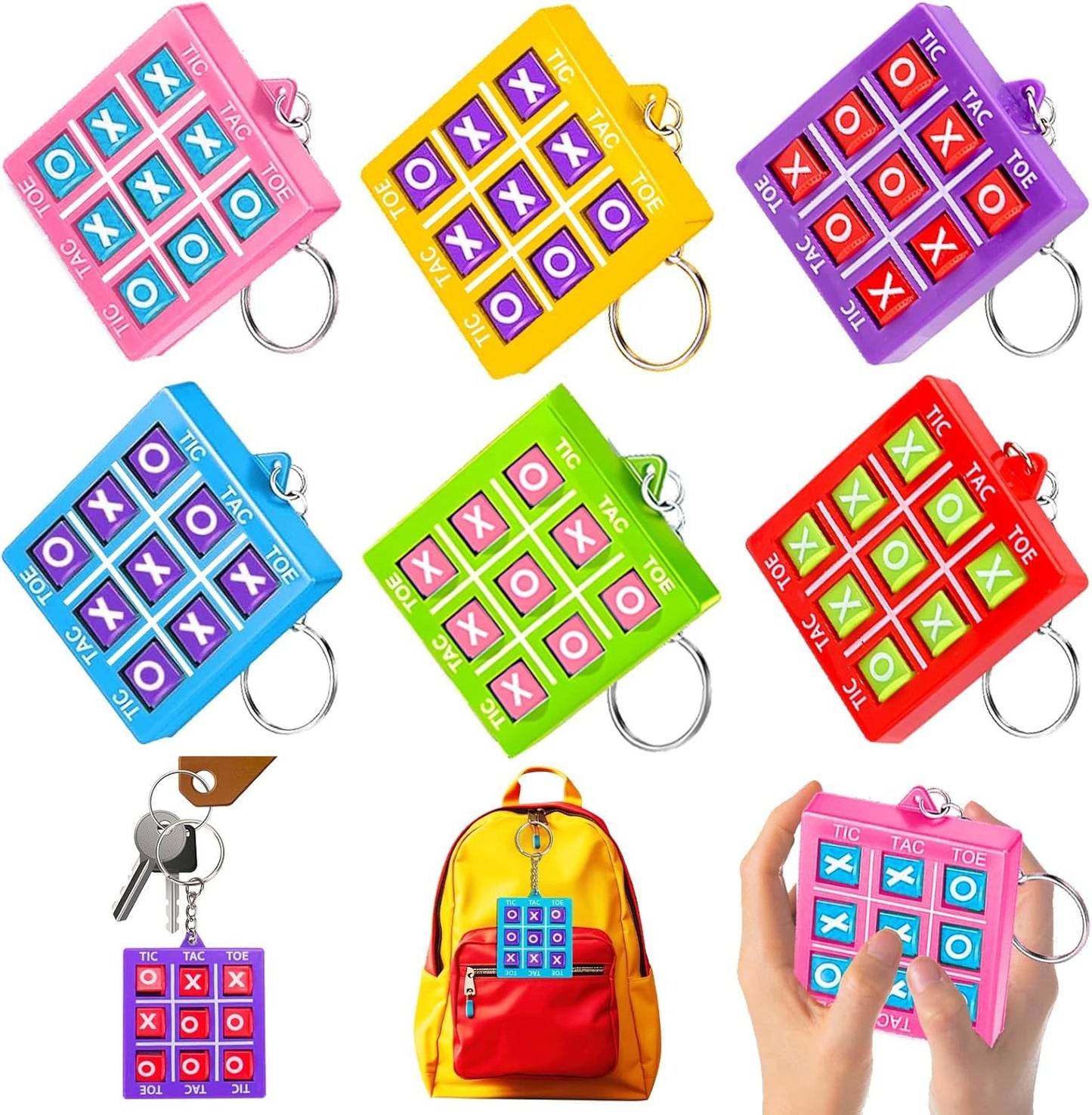 1/8pcs Tic Tac Toe Game Kids Educational Toy with Keychain Birthday Party Gift Goodie Stuffers Bag Pinata Filler Classroom Prize