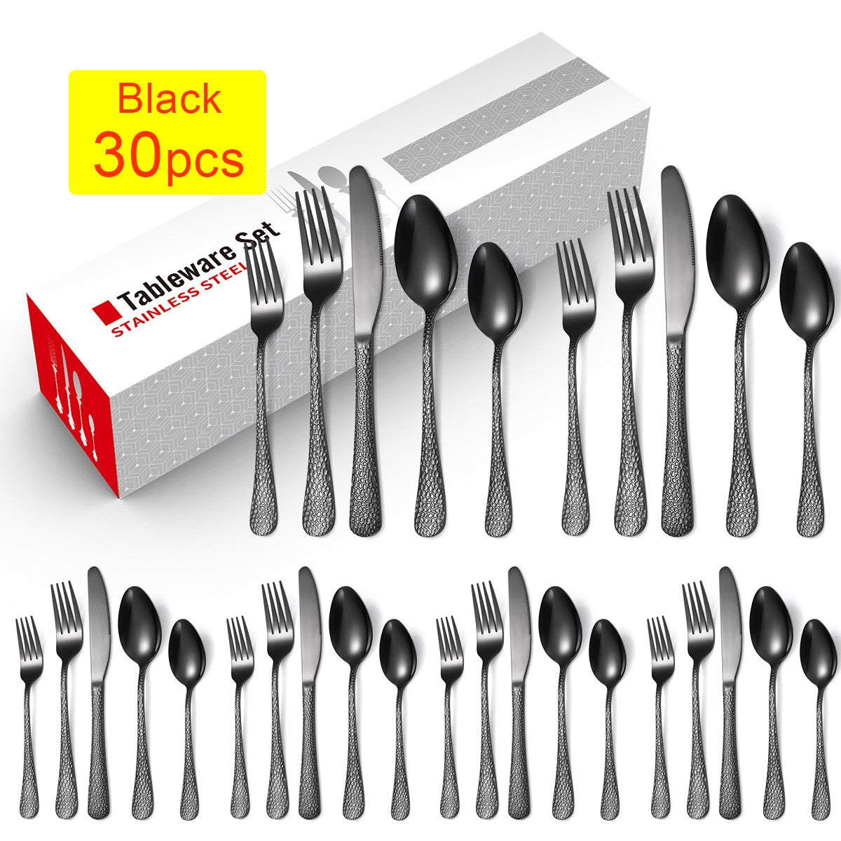 20/30/40Pcs Luxury Tableware Flatware Set Creative Snake Skin Hotel Steak Dinnerware Set Stainless Steel Gold Cutlery Set Gift