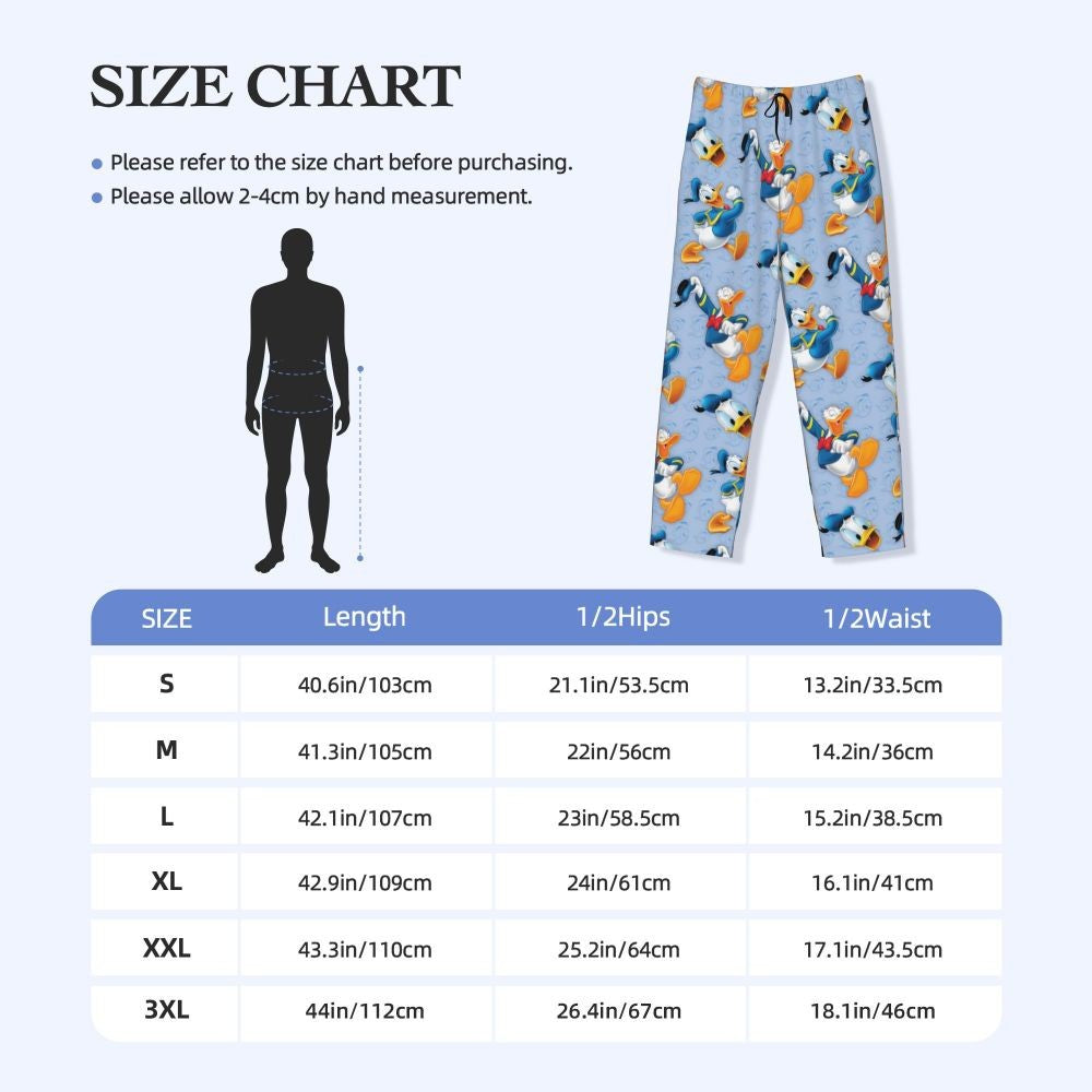 Custom Print Mickey Mouse Donald Duck Pajama Pants Men Sleep Sleepwear Bottoms with Pockets