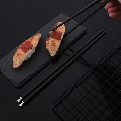 Conjunto de Talheres Portátil para Viagem Preto e Prata com 10 Peças, Hashis Colher de Aço Inoxidável, Conjunto de Utensílios de Mesa Coreano de Luxo