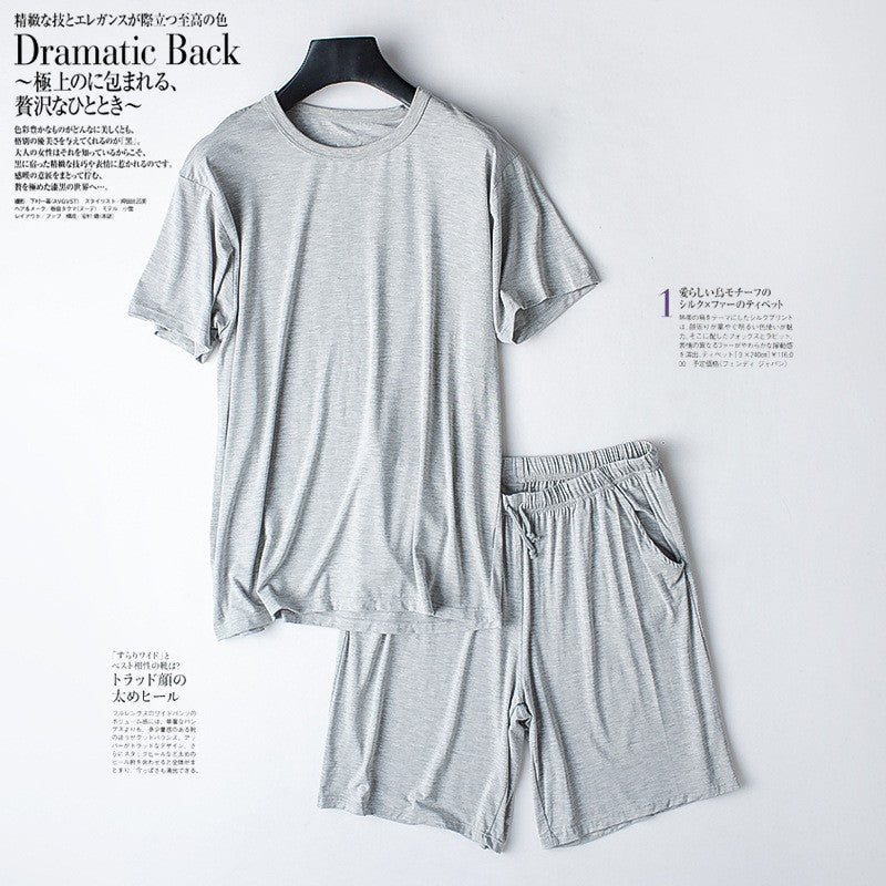 Modal Cotton Pajamas Suit Summer Men's Thin Loose Short-sleeved Shorts Nightwear Male Soft Breathable Homewear Sports Loungewear