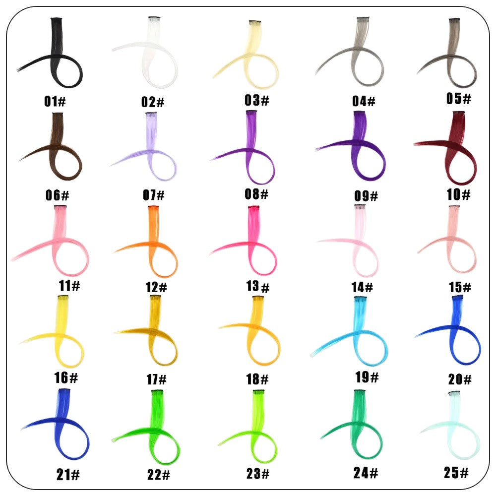 Mega Hair Tic Tac Sintético 55 cm Longo Colorido Liso Peças de Cabelo Sintéticas para Uso Diário Festas