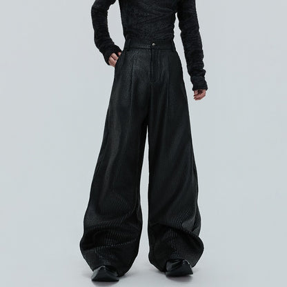 LUZHEN Fashion Original Metal Color Wide Leg Casual Pants Men 2025 New Luxury Solid Color High Quality Handsome Trousers JY4784