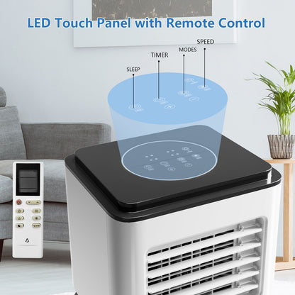 8000 BTU Portable Air Conditioner 3-In-1 Cooling Fan Dehumidifier Remote Control LED Display, Portable AC Unit for Home Office