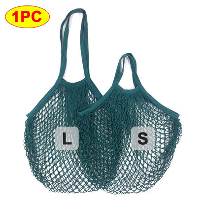 Silicone World 1PC Portable Reusable Grocery Mesh Bag Cotton Shopping Mesh Bags Handheld Shoulder Back Fruit Vegetable Net Bag
