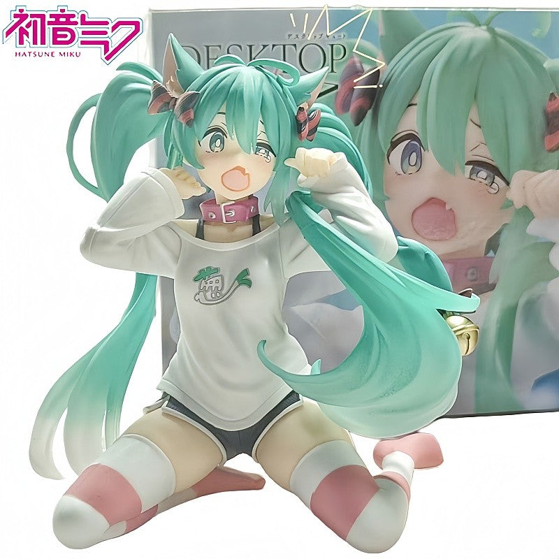 2026 ** 12cm Anime Hatsune Miku Action Figure with Cat Ear Long Sleeve Clothes PVC Model Toy for Children Gift Collectible