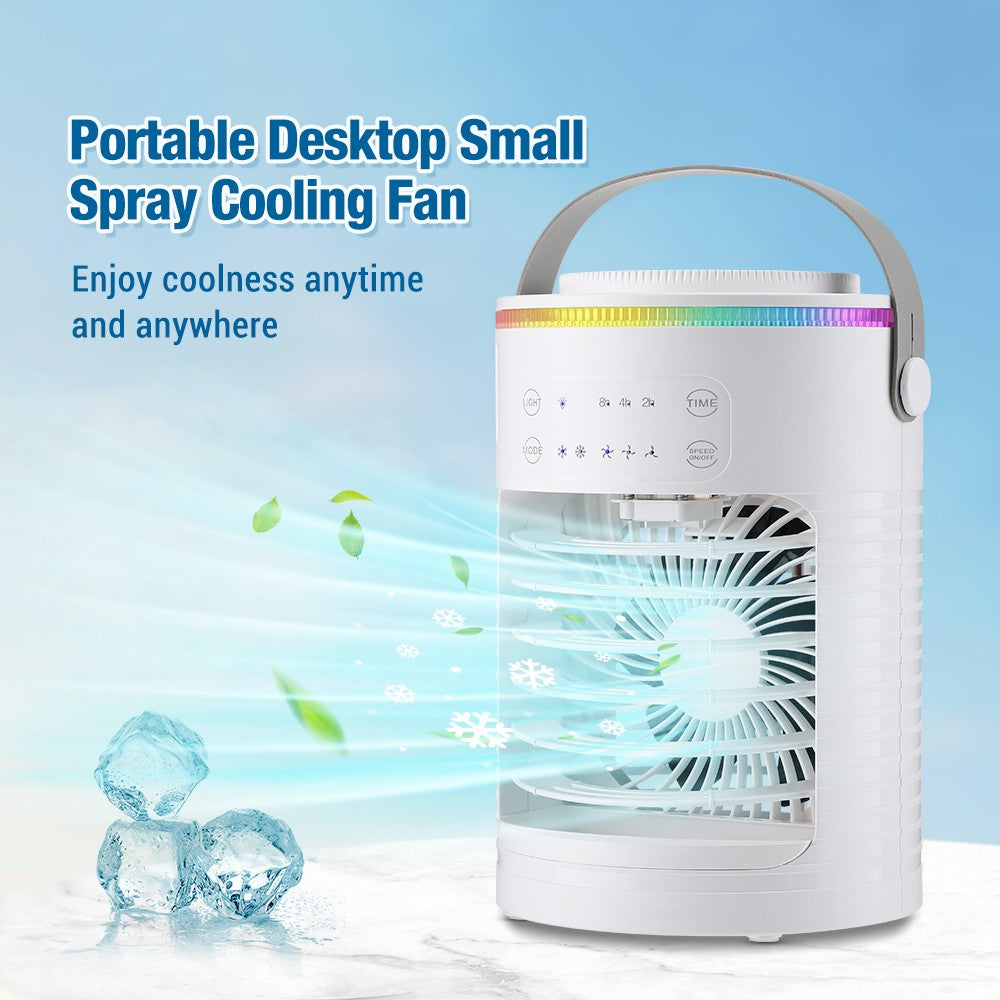 Ar Condicionado Portátil Ventilador de Mesa Spray Duplo Atomização Ultrassônica 3/4 Velocidades Silencioso Refrigerador de Ar Luz Noturna Ventilador Elétrico Doméstico