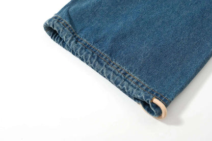 Cross-border Fog Essentials Men's Denim Straight-leg Pants American Style Washable Drawstring Elastic Waist Fit Bell Bottoms