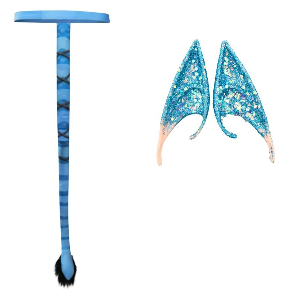 Avatar Fire Ash Neytiri Jake Sully Tail Tattoo Cosplay Adult Costume Accessories Elf Earrings Halloween Carnival Disguise Props