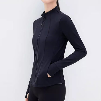 Women's Stand-up Collar Long Sleeve Zipper Jacket for Running Cycling Outdoor Pilates Yoga Fitness Slim Fit Autumn/Winter