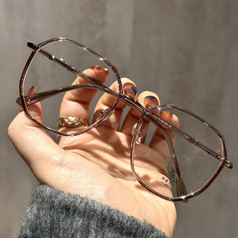 LYSON New Fashion Large Polygonal Women Reading Glasses Anti Blue Light Progressive Prescription Glasses Myopia Optical Eyewear