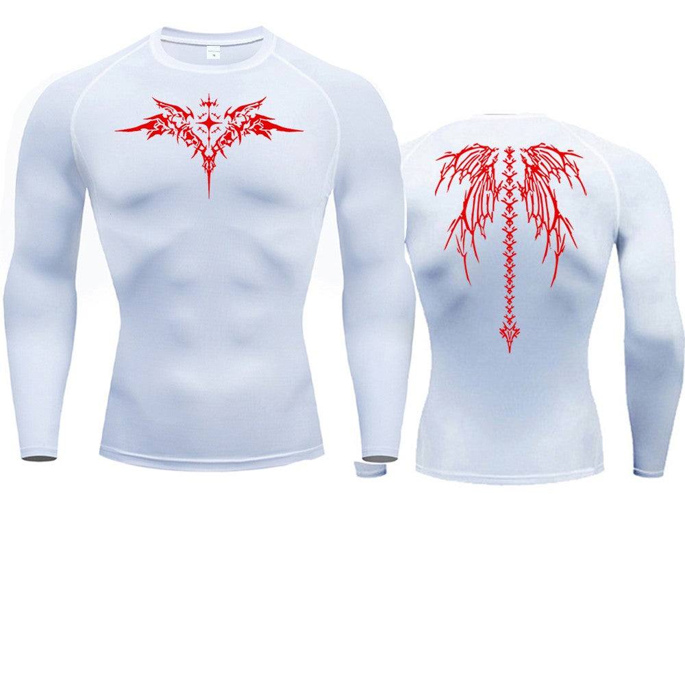 Anime Print Compression Shirt Mens Running T-Shirt Quick-Drying Fitness Sportswear Gym Sports Short Sleeve Breathable Tops