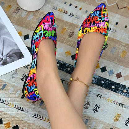 Women's Shoes Loafers Ballet Flats Pointed Toe Barefoot Slip-on Casual Flat Heel Comfortable Random Pattern Woman Shoe Size 43