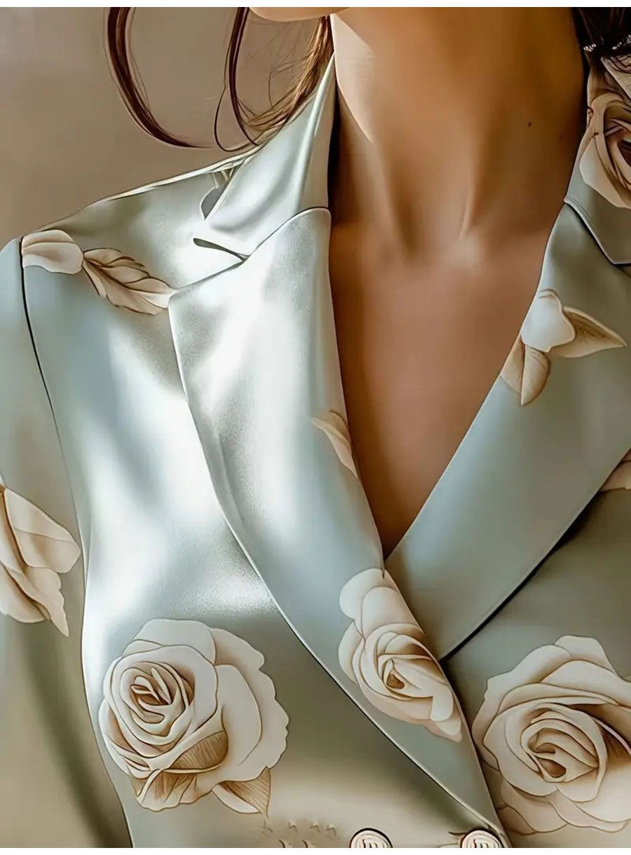 Fashion Flower Print Shirts For Women 2025 Autumn Winter Long Sleeve Turn-down Collar Loose Blouses Tops Elegant