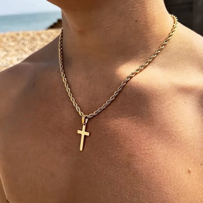 Novo colar de pingente de cruz masculino e feminino, joias de ouro minimalistas, colar masculino e feminino