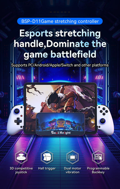 D11 Stretchable Game Controller Hall Trigger Supports Android Phone/Switch/PC/iOS/ Streaming Controller