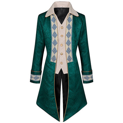 Men's cool steampunk gothic Victorian stylejacket cosplay retro purple velvet tailcoatmedieval dress uniform Renaissance cloth