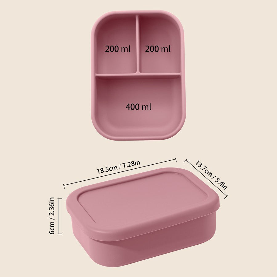 1PCS Baby Silicone Food Storage Box Solid Color Baby Tableware Three-compartment Dinner Plate Children Portable Lunch Box