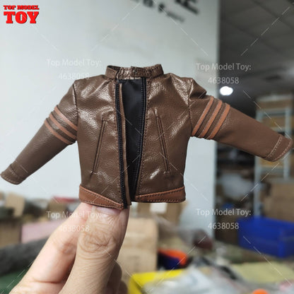Jaqueta de Couro Marrom em Escala 1/12 Acessório de Roupa Modelo para Bonecos Articulados de 6'' Romankey Ant Notaman Masculino Soldados